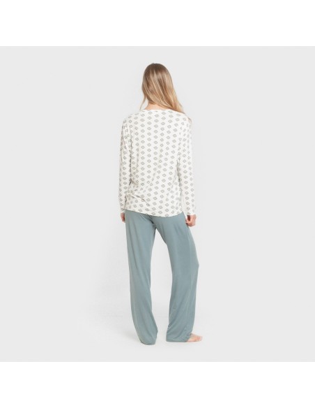 Pijama largo mujer soft Joy agua marina pijamas-largos-de-mujer