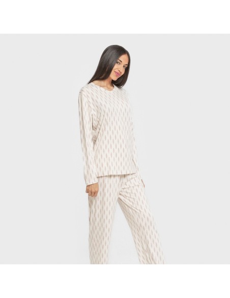 Pijama largo mujer soft Espiga berenjena pijamas-largos-de-mujer