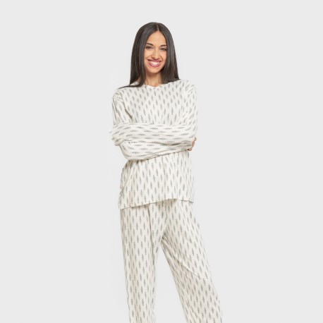 Pijama largo mujer soft Espiga agua marina pijamas-largos-de-mujer