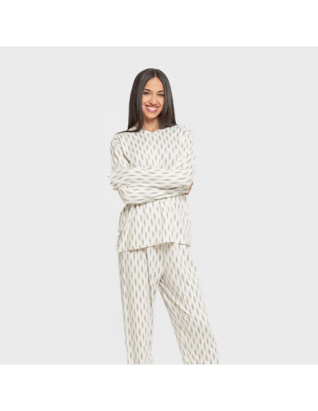 Pijama largo mujer soft Espiga agua marina pijamas-largos-de-mujer