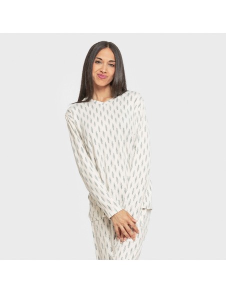 Pijama largo mujer soft Espiga agua marina pijamas-largos-de-mujer
