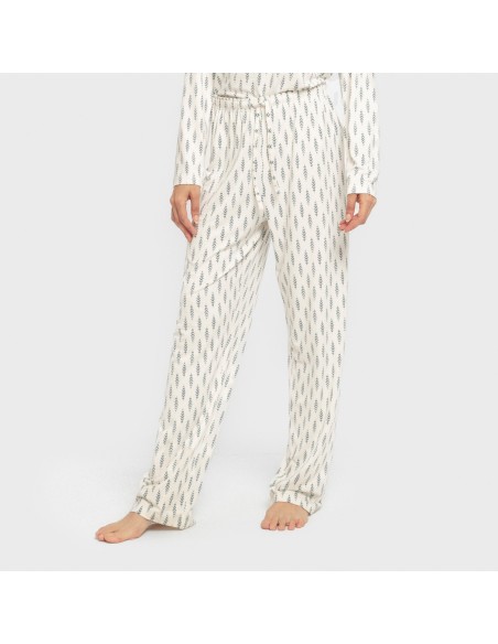 Pijama largo mujer soft Espiga agua marina pijamas-largos-de-mujer