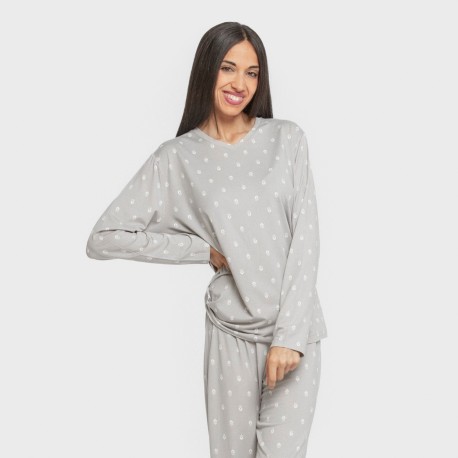 Pijama largo mujer soft Baby gris pijamas-largos-de-mujer