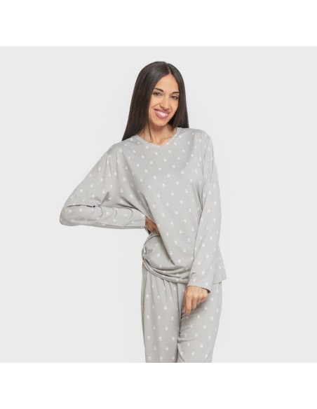 Pijama largo mujer soft Baby gris pijamas-largos-de-mujer