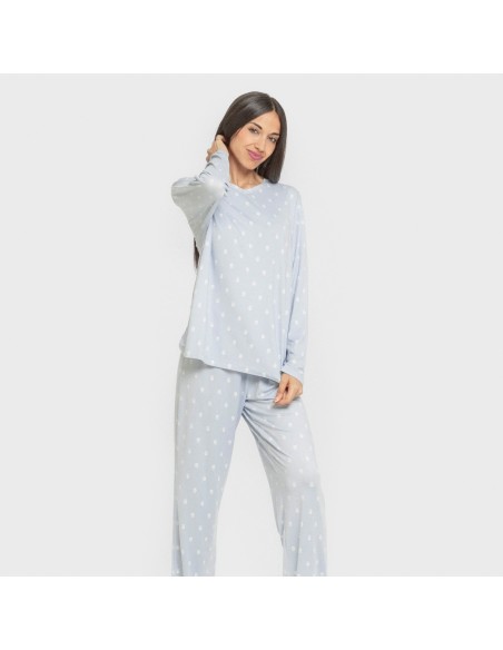 Pijama largo mujer soft Baby celeste pijamas-largos-de-mujer
