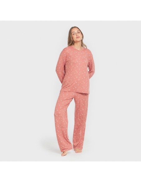 Pijama largo mujer soft Tabitha marsala pijamas-largos-de-mujer