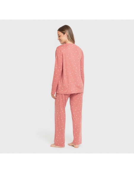 Pijama largo mujer soft Ambarina marsala pijamas-largos-de-mujer