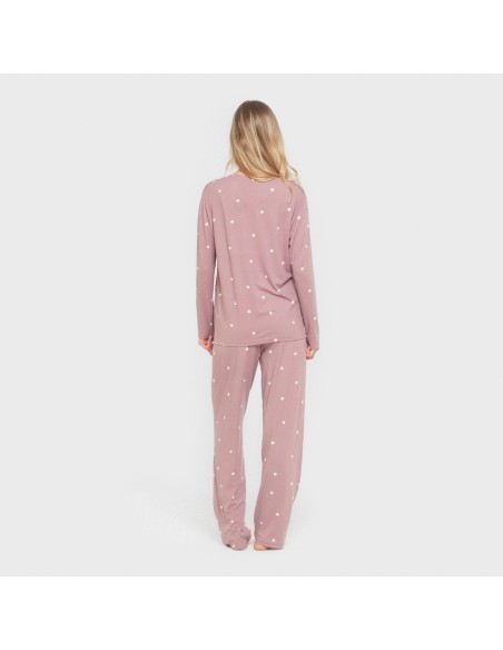 Pijama largo mujer soft Choer berenjena seco pijamas-largos-de-mujer