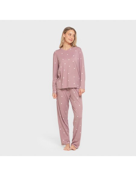 Pijama largo mujer soft Choer berenjena seco pijamas-largos-de-mujer