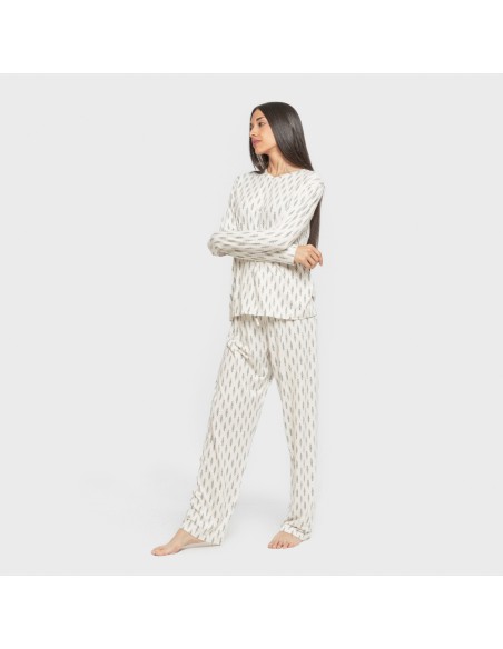 Pijama largo mujer soft Espiga agua marina pijamas-largos-de-mujer