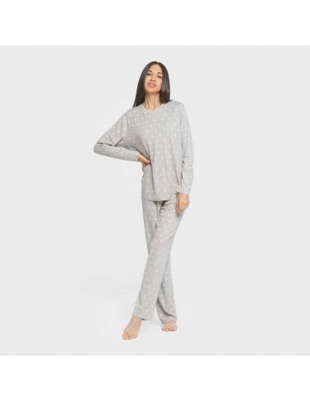 Pijama largo mujer soft Baby gris pijamas-largos-de-mujer