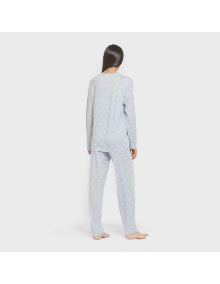 Pijama largo mujer soft Baby celeste pijamas-largos-de-mujer