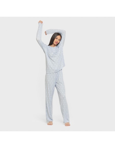 Pijama largo mujer soft Baby celeste pijamas-largos-de-mujer