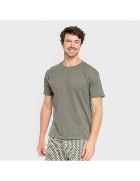 Pijama corto algodón hombre Sassy verde cacería pijamas-cortos-hombre