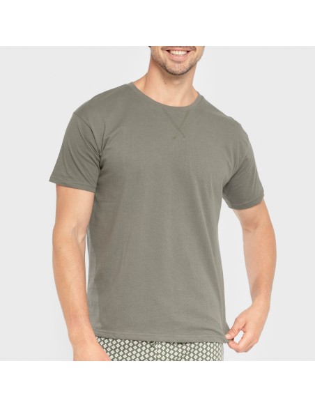 Pijama corto algodón hombre Sassy verde cacería pijamas-cortos-hombre