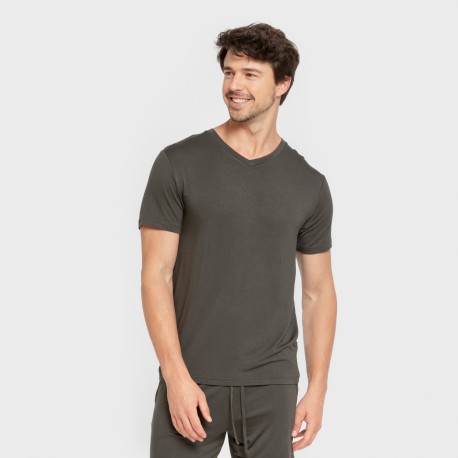 Pijama corto viscosa hombre verde oscuro pijamas-cortos-hombre