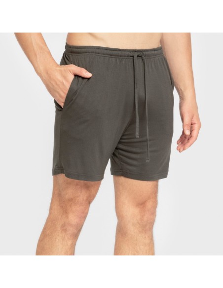 Pijama corto viscosa hombre verde oscuro pijamas-cortos-hombre