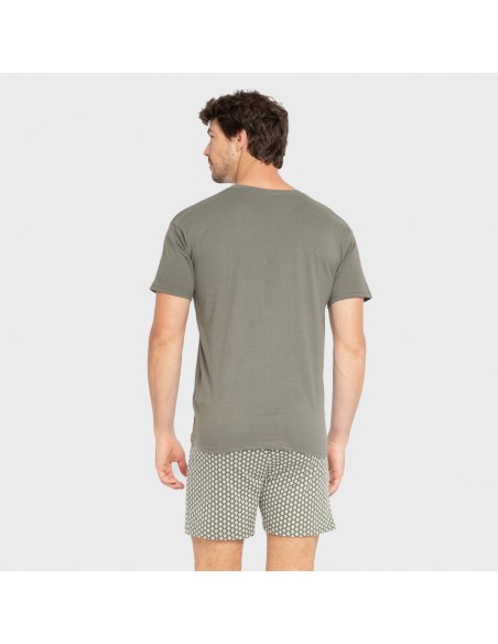 Pijama corto algodón hombre Sassy verde cacería pijamas-cortos-hombre