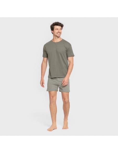Pijama corto algodón hombre Sassy verde cacería pijamas-cortos-hombre