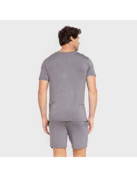 Pijama corto viscosa hombre gris azulado pijamas-cortos-hombre