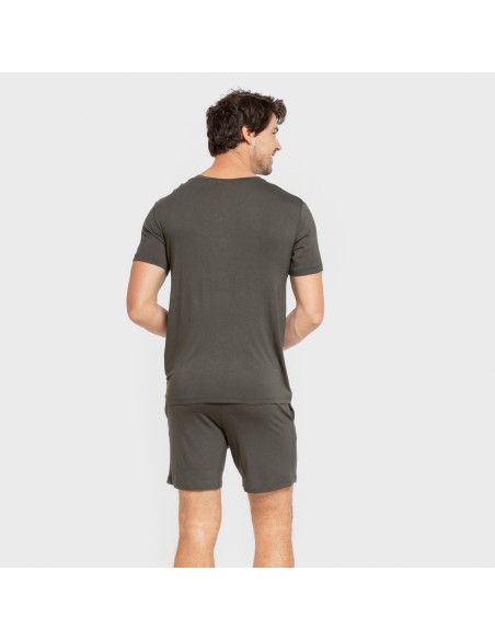 Pijama corto viscosa hombre verde oscuro pijamas-cortos-hombre