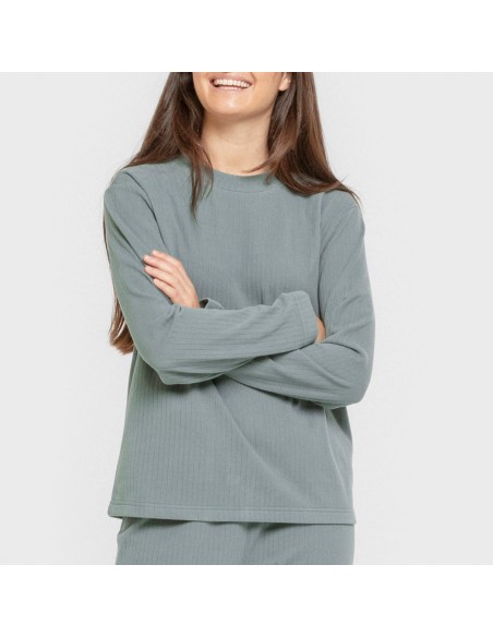 Pijama canalé Raya ancha lisa pijamas-largos-de-mujer