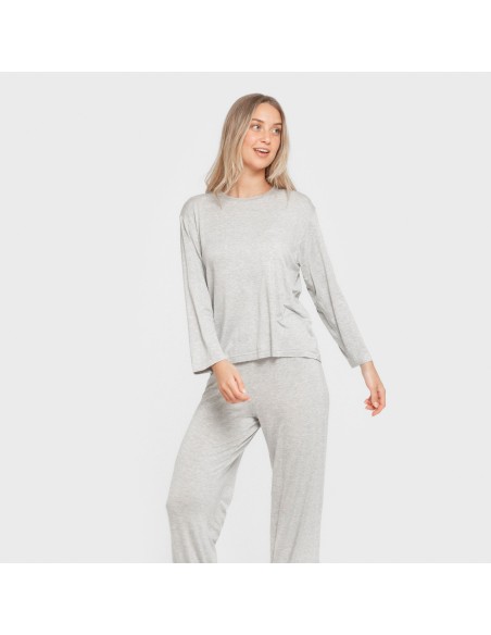 Pijama largo viscosa mujer liso pijamas-largos-de-mujer