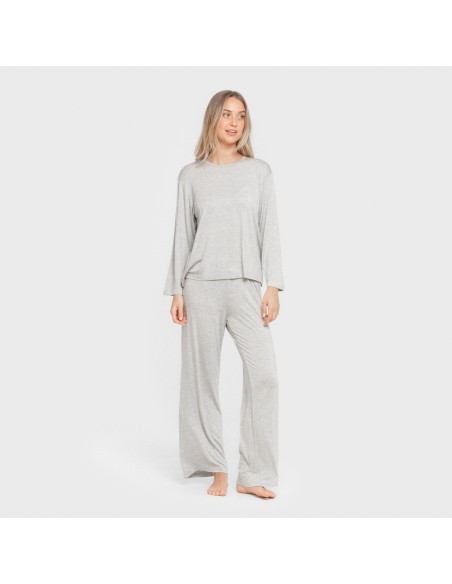 Pijama largo viscosa mujer liso pijamas-largos-de-mujer