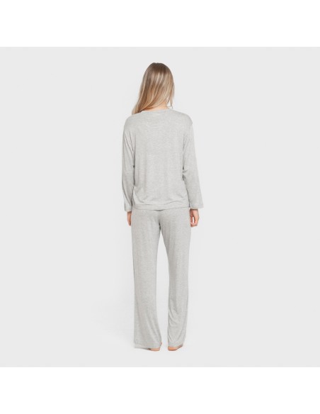 Pijama largo viscosa mujer liso pijamas-largos-de-mujer