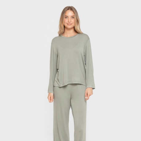 Pijama largo viscosa mujer liso pijamas-largos-de-mujer