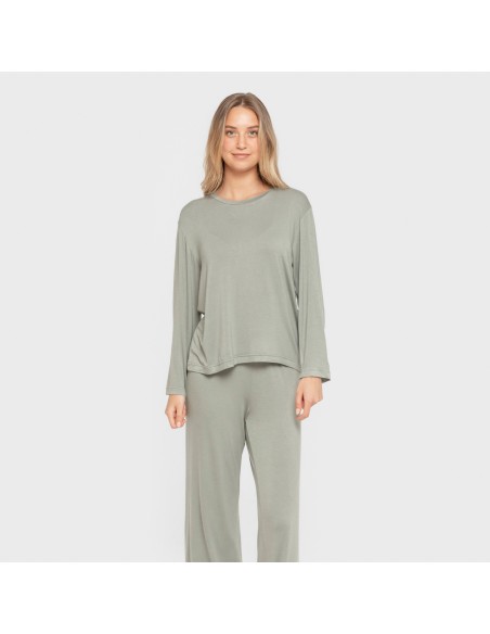 Pijama largo viscosa mujer liso pijamas-largos-de-mujer