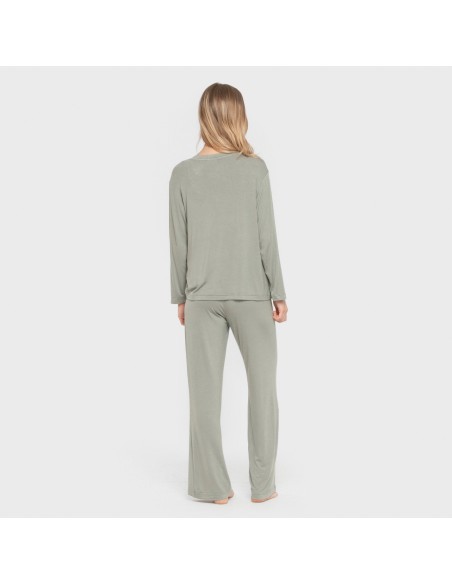 Pijama largo viscosa mujer liso pijamas-largos-de-mujer
