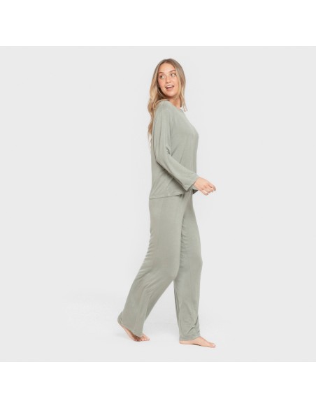 Pijama largo viscosa mujer liso pijamas-largos-de-mujer