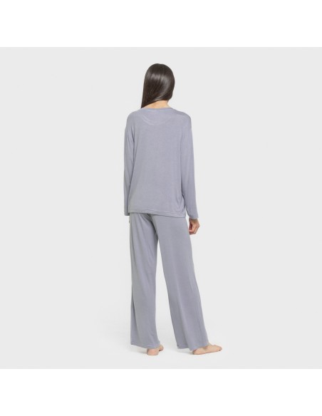 Pijama largo viscosa mujer liso pijamas-largos-de-mujer