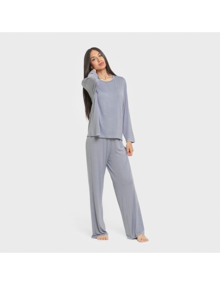 Pijama largo viscosa mujer liso pijamas-largos-de-mujer