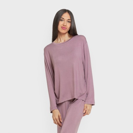 Pijama largo viscosa mujer liso pijamas-largos-de-mujer