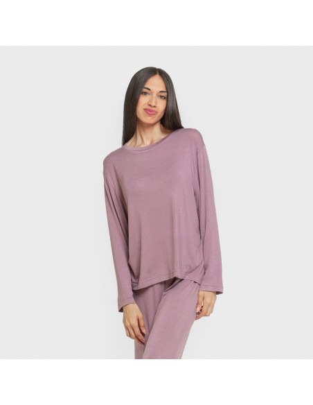 Pijama largo viscosa mujer liso pijamas-largos-de-mujer