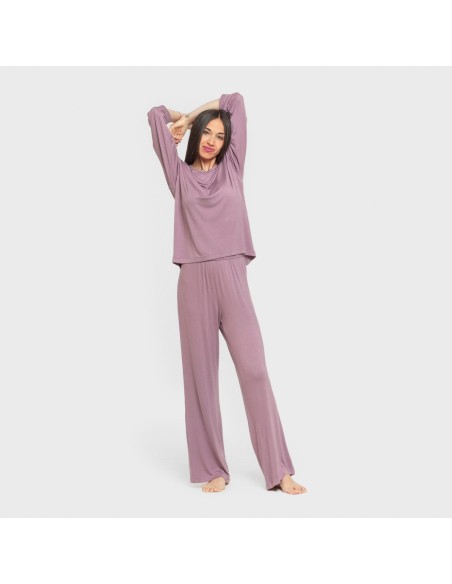 Pijama largo viscosa mujer liso pijamas-largos-de-mujer