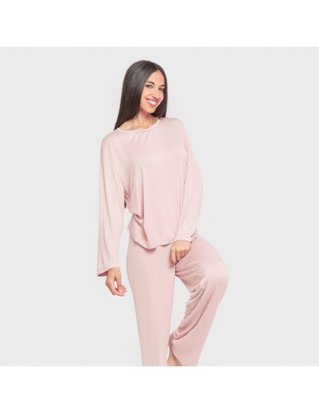 Pijama largo viscosa mujer liso pijamas-largos-de-mujer