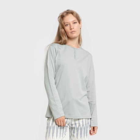 Pijama largo algodón Lalita agua marina pijamas-largos-de-mujer