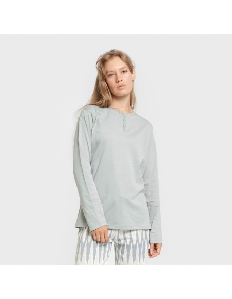 Pijama largo algodón Lalita agua marina pijamas-largos-de-mujer
