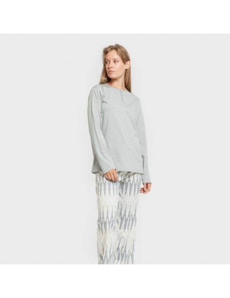 Pijama largo algodón Lalita agua marina pijamas-largos-de-mujer