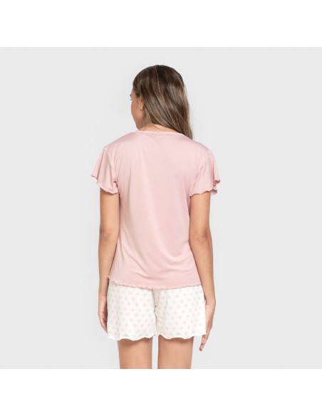 Pijama corto mujer manga fluida soft Soñada marsala pijamas-cortos-mujer