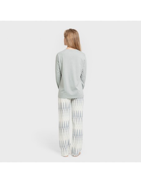 Pijama largo algodón Lalita agua marina pijamas-largos-de-mujer