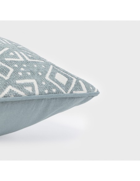 Cojín cuadrante jacquard chenilla Tiberio verde francés - funda + relleno cojines-decorativos-estampados
