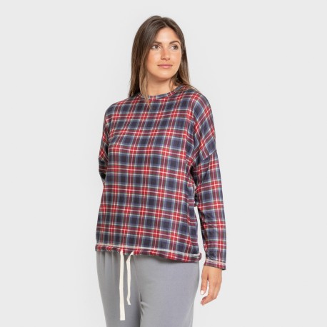 Pijama largo Secret mujer Cuadro Tuc indigo pijamas-largos-de-mujer