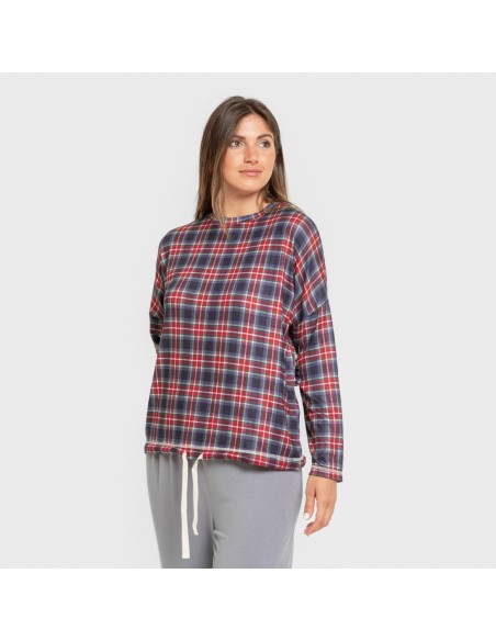 Pijama largo Secret mujer Cuadro Tuc indigo pijamas-largos-de-mujer