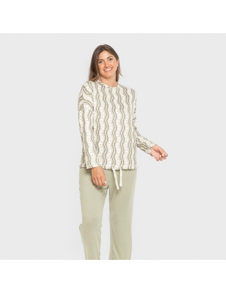 Pijama largo Secret mujer Begonia verde pijamas-largos-de-mujer