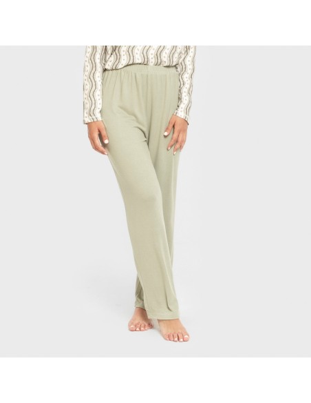 Pijama largo Secret mujer Begonia verde pijamas-largos-de-mujer