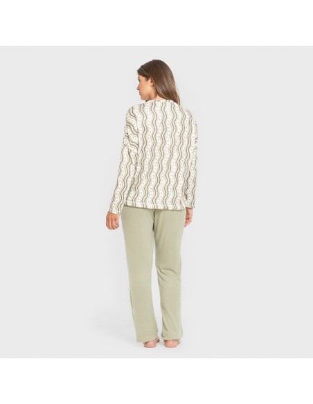 Pijama largo Secret mujer Begonia verde pijamas-largos-de-mujer